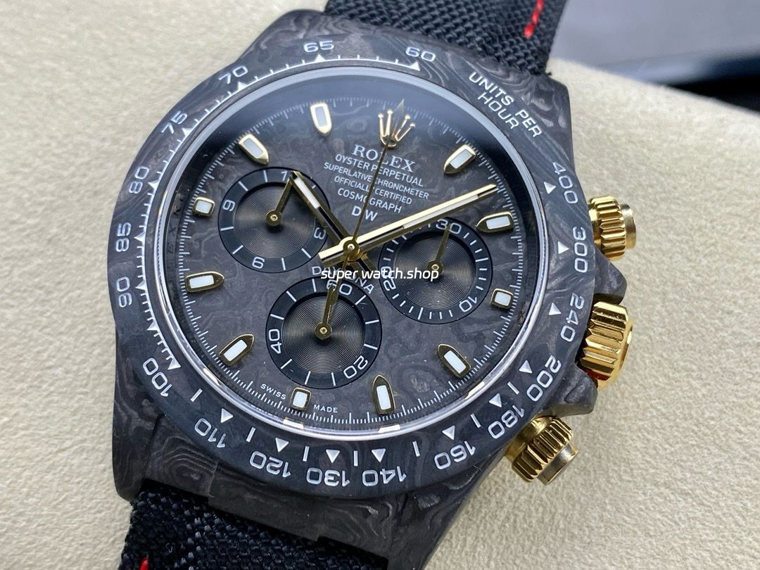 DIW Factory Rolex Daytona 116500 Limited Edition 40mm Carbon Fiber Artificial Fiber Woven Strap Carbon Fiber Dial - Image 3
