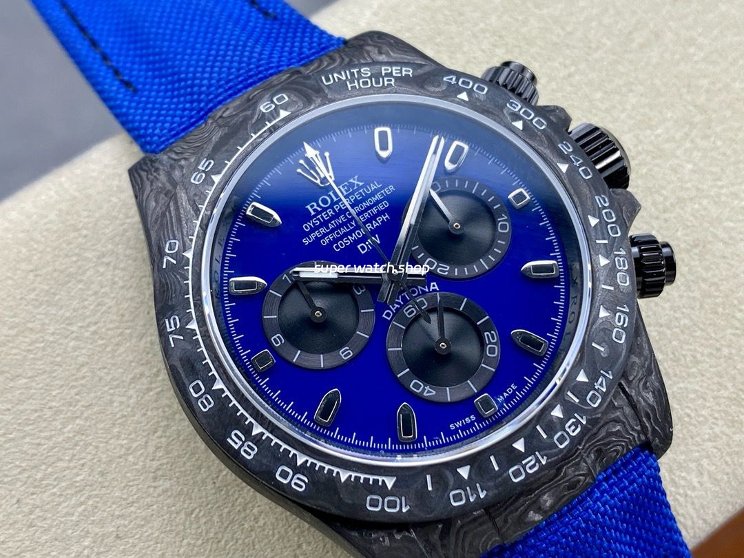 DIW Factory Rolex Daytona 116500 Limited Edition 40mm Carbon Fiber Artificial Fiber Woven Strap Blue Dial - Image 2