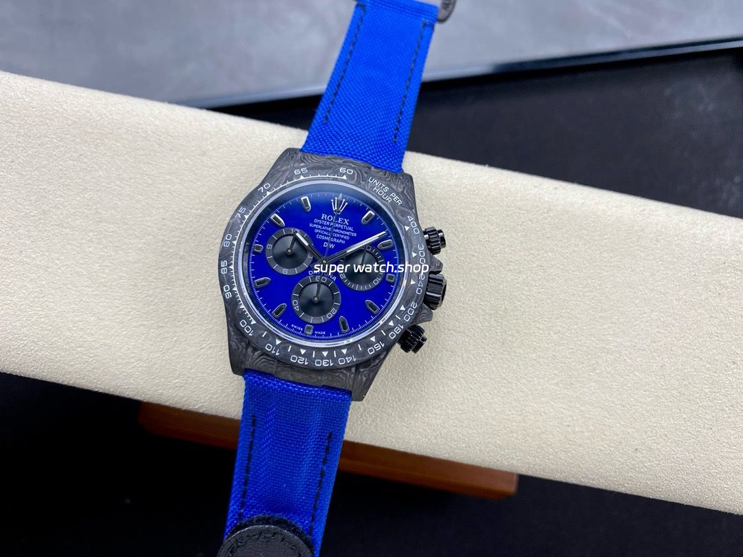 DIW Factory Rolex Daytona 116500 Limited Edition 40mm Carbon Fiber Artificial Fiber Woven Strap Blue Dial - Image 4