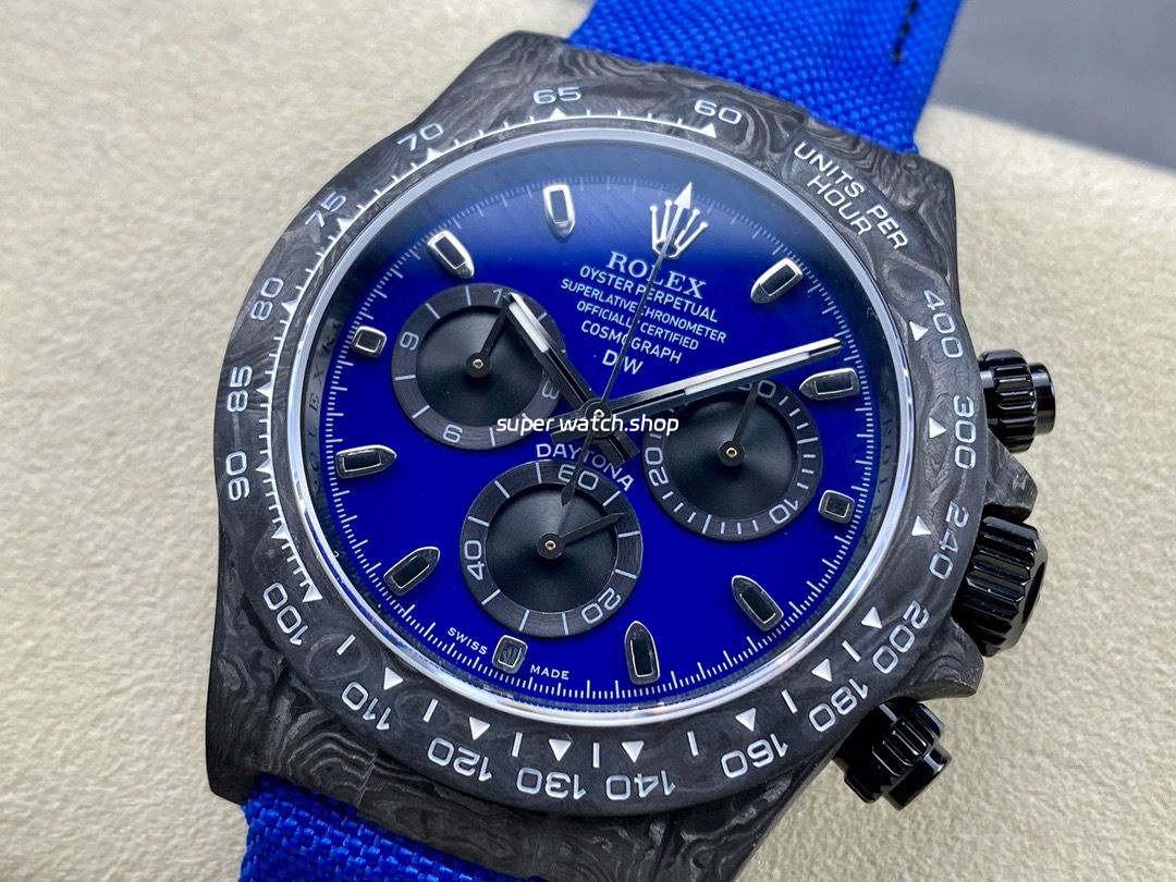 DIW Factory Rolex Daytona 116500 Limited Edition 40mm Carbon Fiber Artificial Fiber Woven Strap Blue Dial - Image 3