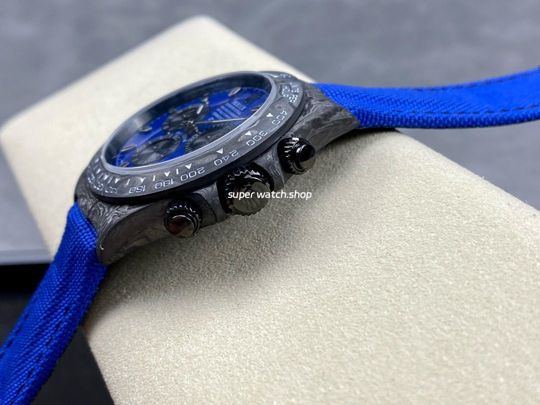 DIW Factory Rolex Daytona 116500 Limited Edition 40mm Carbon Fiber Artificial Fiber Woven Strap Blue Dial - Image 6