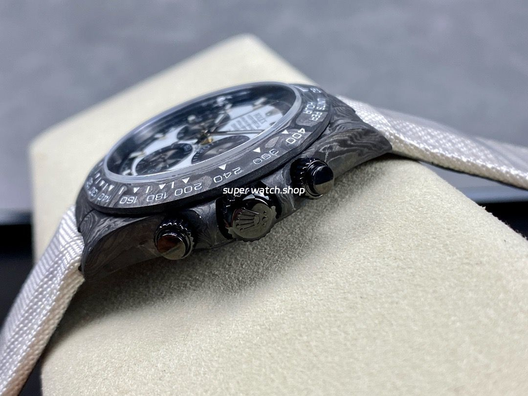 DIW Factory Rolex Daytona 116500 Limited Edition 40mm Carbon Fiber Artificial Fiber Woven Strap White Dial - Image 6