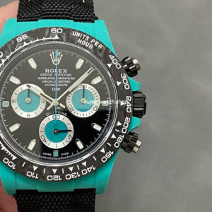 DIW Factory Rolex Daytona 116500 Limited Edition 40mm Light Blue Carbon Fiber Artificial Fiber Woven Strap Light Blue Eye Black Dial