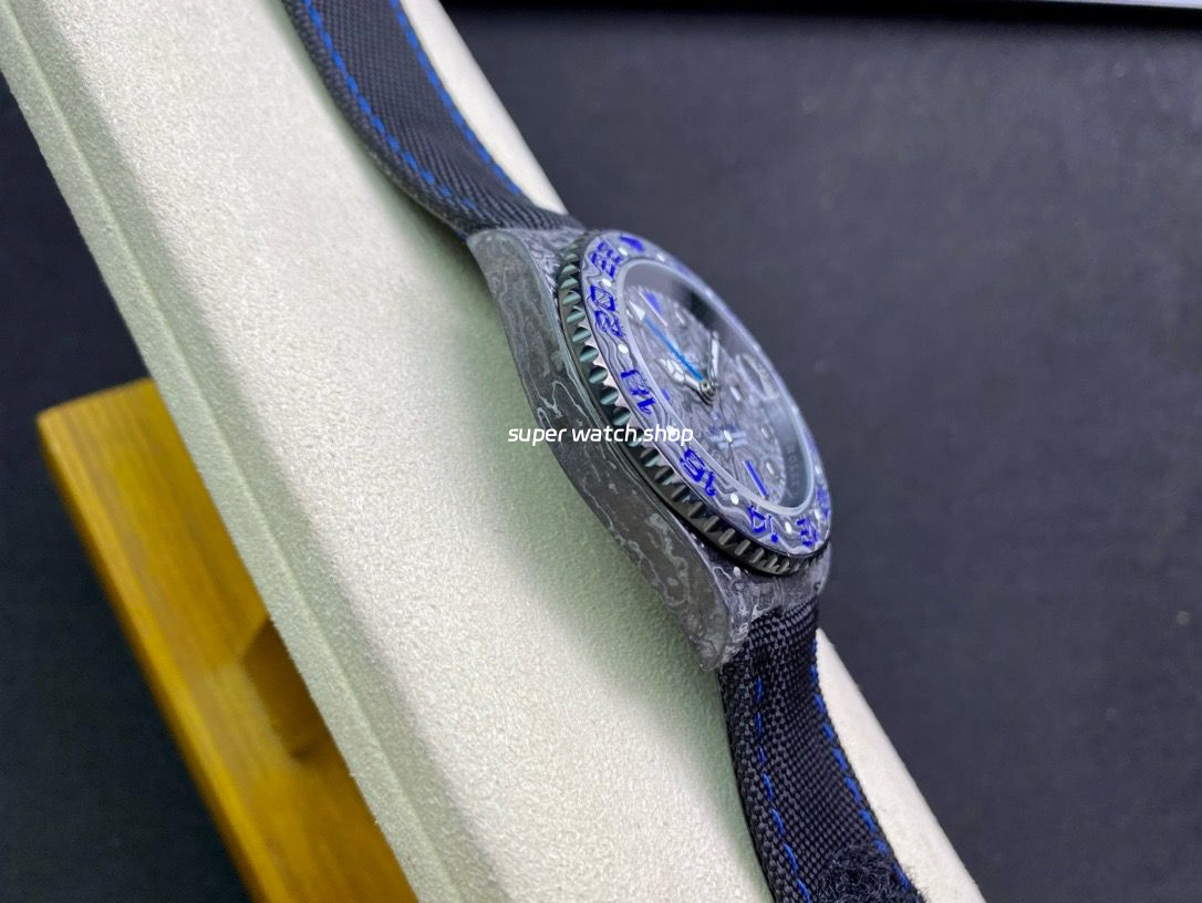 DIW Factory Rolex GMT-Master II 126710 Limited Edition 40mm Blue Word Carbon Fiber Artificial Fiber Woven Strap Blue Carbon Fiber Dial - Image 5