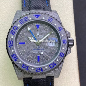 DIW Factory Rolex GMT-Master II 126710 Limited Edition 40mm Blue Word Carbon Fiber Artificial Fiber Woven Strap Blue Carbon Fiber Dial