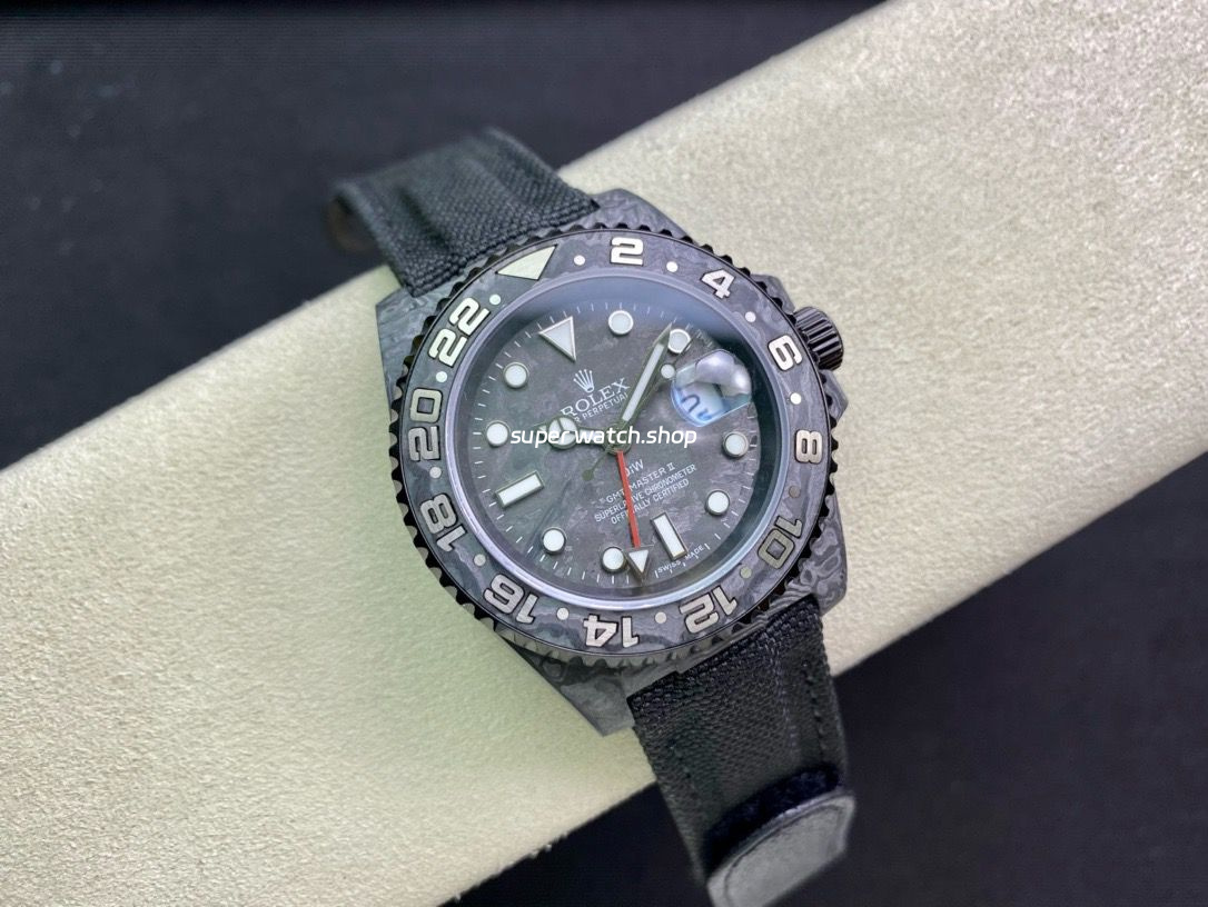 DIW Factory Rolex GMT-Master II 126710 Limited Edition 40mm Silver Word Carbon Fiber Artificial Fiber Woven Strap Silver&Carbon Fiber Dial - Image 4