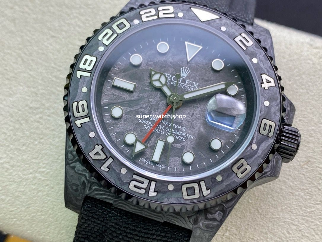 DIW Factory Rolex GMT-Master II 126710 Limited Edition 40mm Silver Word Carbon Fiber Artificial Fiber Woven Strap Silver&Carbon Fiber Dial - Image 3