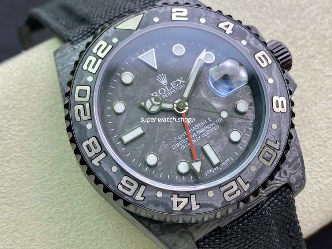 DIW Factory Rolex GMT-Master II 126710 Limited Edition 40mm Silver Word Carbon Fiber Artificial Fiber Woven Strap Silver&Carbon Fiber Dial - Image 2