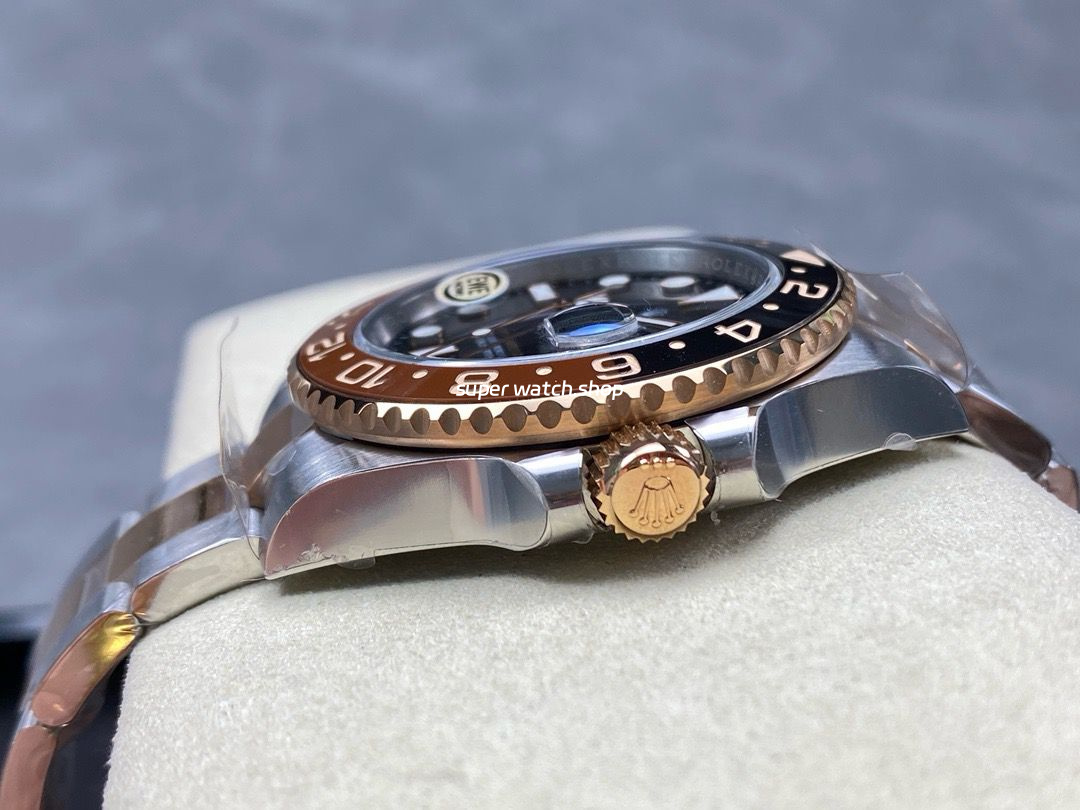 EWE Factory Factory Rolex Rootbeer GMT-MASTER II 126711CHNR-0002 40mm Half Rose Gold Black Dial - Image 7