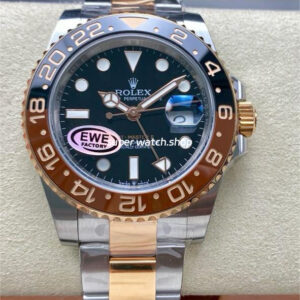 EWE Factory Factory Rolex Rootbeer GMT-MASTER II 126711CHNR-0002 40mm Half Rose Gold Black Dial