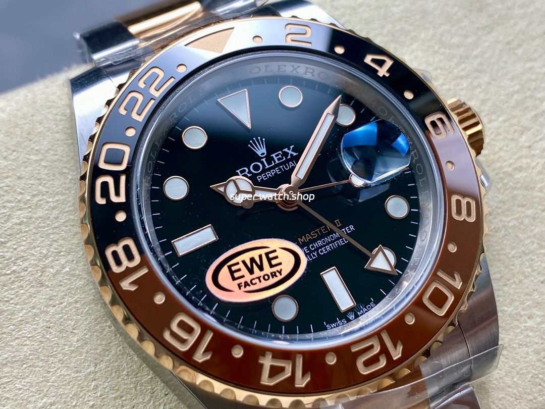 EWE Factory Factory Rolex Rootbeer GMT-MASTER II 126711CHNR-0002 40mm Half Rose Gold Black Dial - Image 2