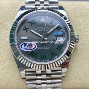 EWE Factory Rolex Wimbledon Datejust 126334-0022 41mm Full 904L Roman Numerals Grey Dial Jubileee