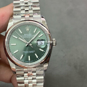 GM Factory Rolex Datejust 126200-0023 36mm White Gold Smooth Bezel Full 904L Green Dial Jubilee