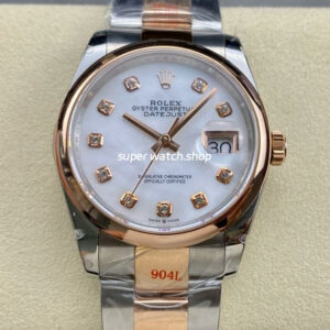 GM Factory Rolex Datejust 126201-0022 36mm Rose Gold Smooth Bezel Half Rose Gold Diamond Mop Mother Of Pearl Dial