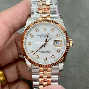 GM Factory Rolex Datejust 126231-0021 36mm Half Rose Gold Diamond Mope Mother Of Pearl Dial Jubilee