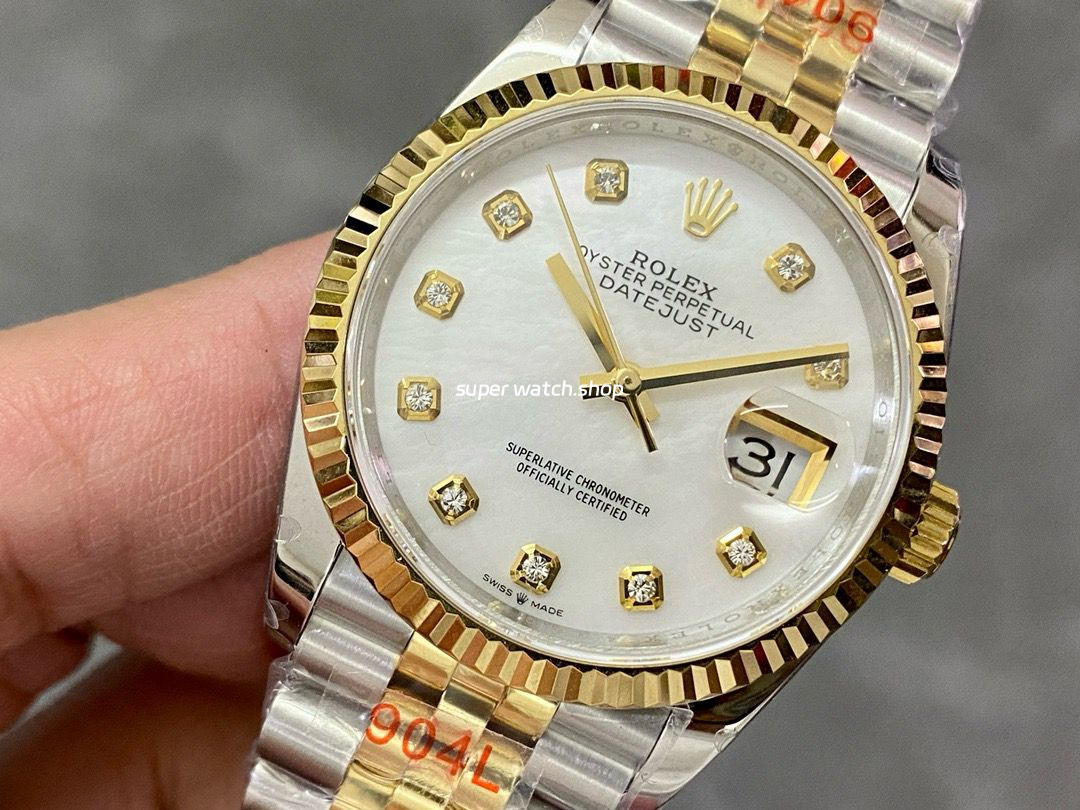 GM Factory Rolex Datejust 126233-0023 36mm Half Yellow Gold Diamond Mop Mother Of Pearl Dial Jubilee - Image 3