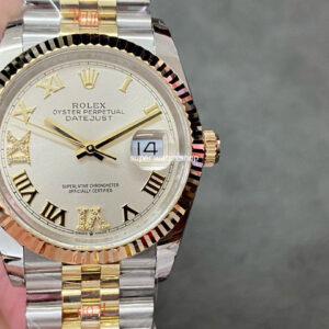 GM Factory Rolex Datejust 126233-0031 36mm Half Yellow Gold Diamond&Roman Numerals Silver Dial Jubilee