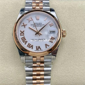 GS Factory Rolex Datejust 278241-0002 31MM Half Rose Gold Roman Number White Dial Jubilee