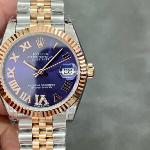 GS Factory Rolex Datejust 278271-0020 31MM Half Rose Gold Roman Numerals Diamond Purple Dial Jubilee