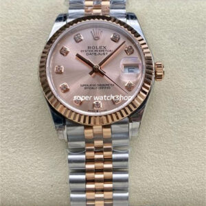 GS Factory Rolex Datejust 278271-0024 31MM Half Rose Gold Diamond Mop Pink Dial Jubilee
