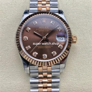 GS Factory Rolex Datejust 278271-0028 31MM Half Rose Gold Diamond Mop Brown Dial Jubilee
