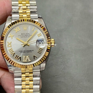 GS Factory Rolex Datejust 278273-0004 31MM Half Gold Roman Number Diamond Silver Dial Jubilee