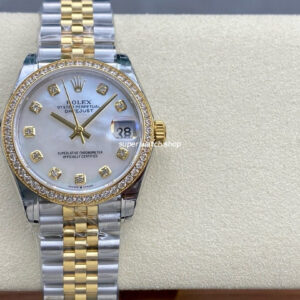 GS Factory Rolex Datejust 278383RBR-0028 31MM Diamond Bezel Half Gold Diamond Mop White Mother Of Pearl Dial Jubilee