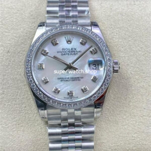 GS Factory Rolex Datejust 278384RBR-0008 31MM Full 904L Diamond Bezel Diamond Mop White Mother Of Pearl Dial Jubilee