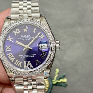 GS Factory Rolex Datejust 278384RBR-0030 31MM Diamond Bezel Roman Number Diamond Aubergine Purple Dial Jubilee