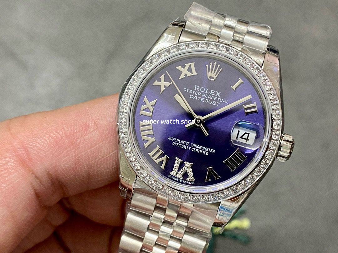 GS Factory Rolex Datejust 278384RBR-0030 31MM Diamond Bezel Roman Number Diamond Aubergine Purple Dial Jubilee - Image 3