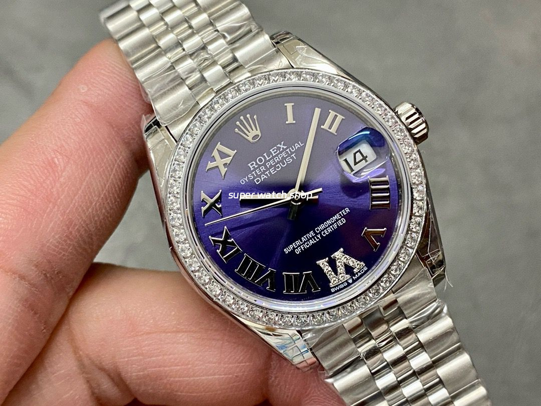 GS Factory Rolex Datejust 278384RBR-0030 31MM Diamond Bezel Roman Number Diamond Aubergine Purple Dial Jubilee - Image 2