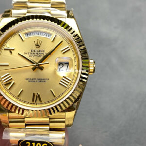 KF Factory Counterweight Rolex Day-Date 228238-0006 40mm Full Yellow Gold Roman Numerals Champagne Dial