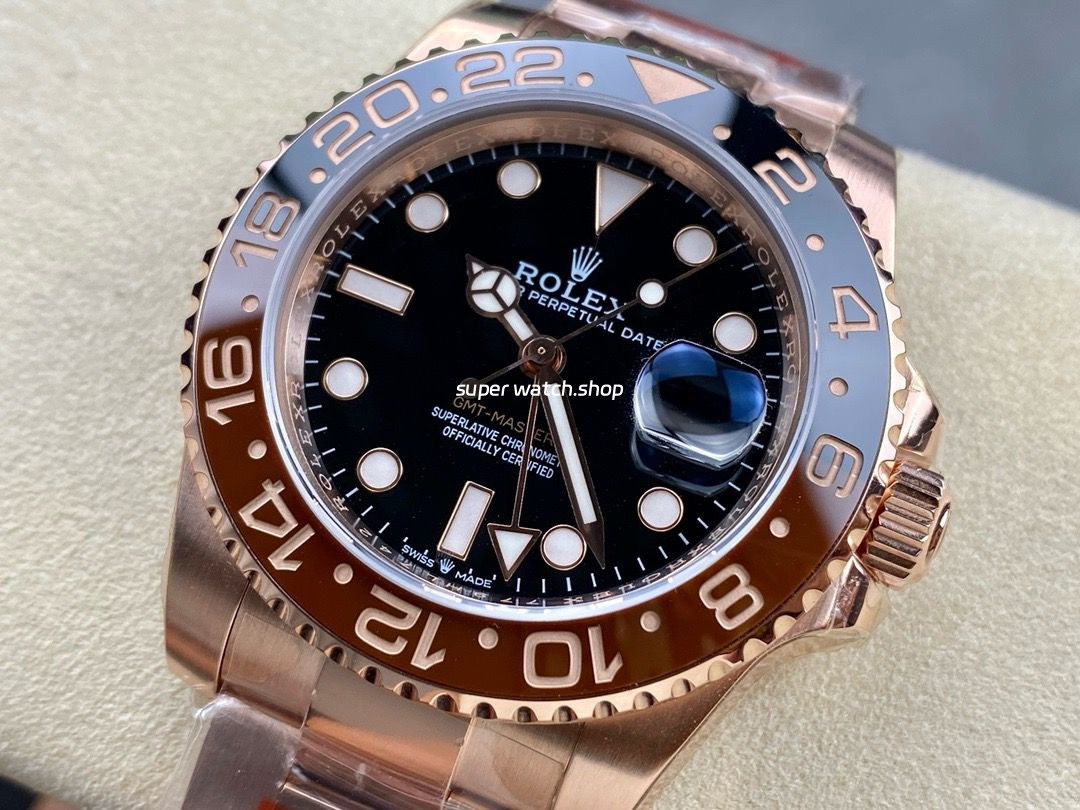 KF Factory Rolex GMT-Master II 126715CHNR 40mm Full Rose Gold Black Dial - Image 3