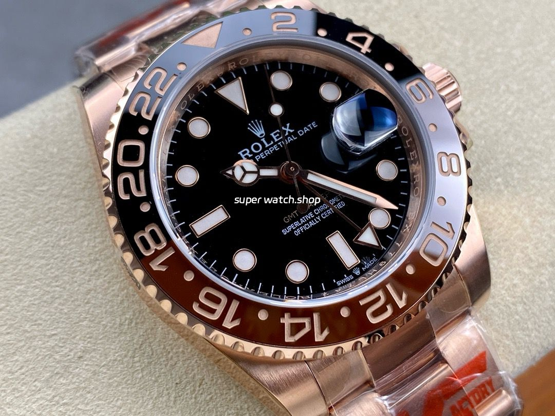 KF Factory Rolex GMT-Master II 126715CHNR 40mm Full Rose Gold Black Dial - Image 2