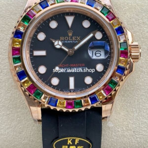 KF Factory Rolex Yacht-Master 40 116695SATS 40mm Rose Gold Rubber Strap Black Dial