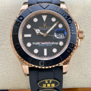 KF Factory Rolex Yacht-Master 40 126655 40mm Rose Gold Rubber Strap Black Dial