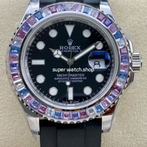 KF Factory Rolex Yacht-Master 40 126679SABR 40mm White Gold Rubber Strap Black Dial