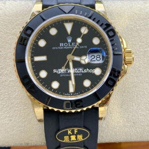 KF Factory Rolex Yacht-Master 42 226658 42mm Gold Rubber Strap Black Dial
