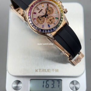 N+ Factory Counterweight Rolex Daytona 116595RBOW 40mm Rose Gold Rainbow Bezel Oysterflex Diamond Dial