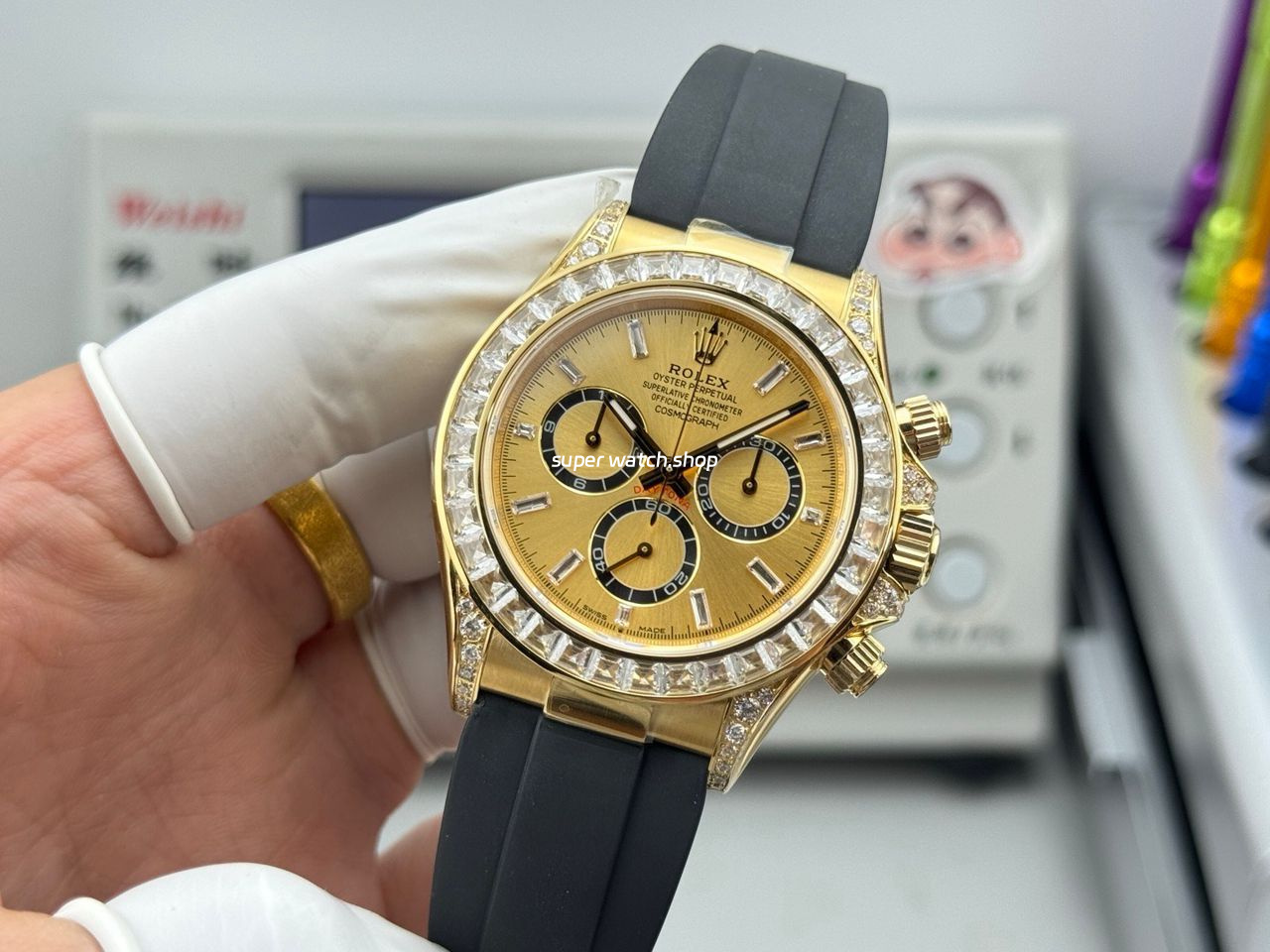 N+ Factory Counterweight Rolex Daytona 126538TBR-0004 40mm Yellow Gold Oysterflex Diamond Bezel Gold Dial - Image 3