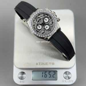 N+ Factory Counterweight Rolex Daytona Eye of the Tiger 116589TBR 40mm White Gold Oysterflex Diamond Bezel Diamond Grey Dial