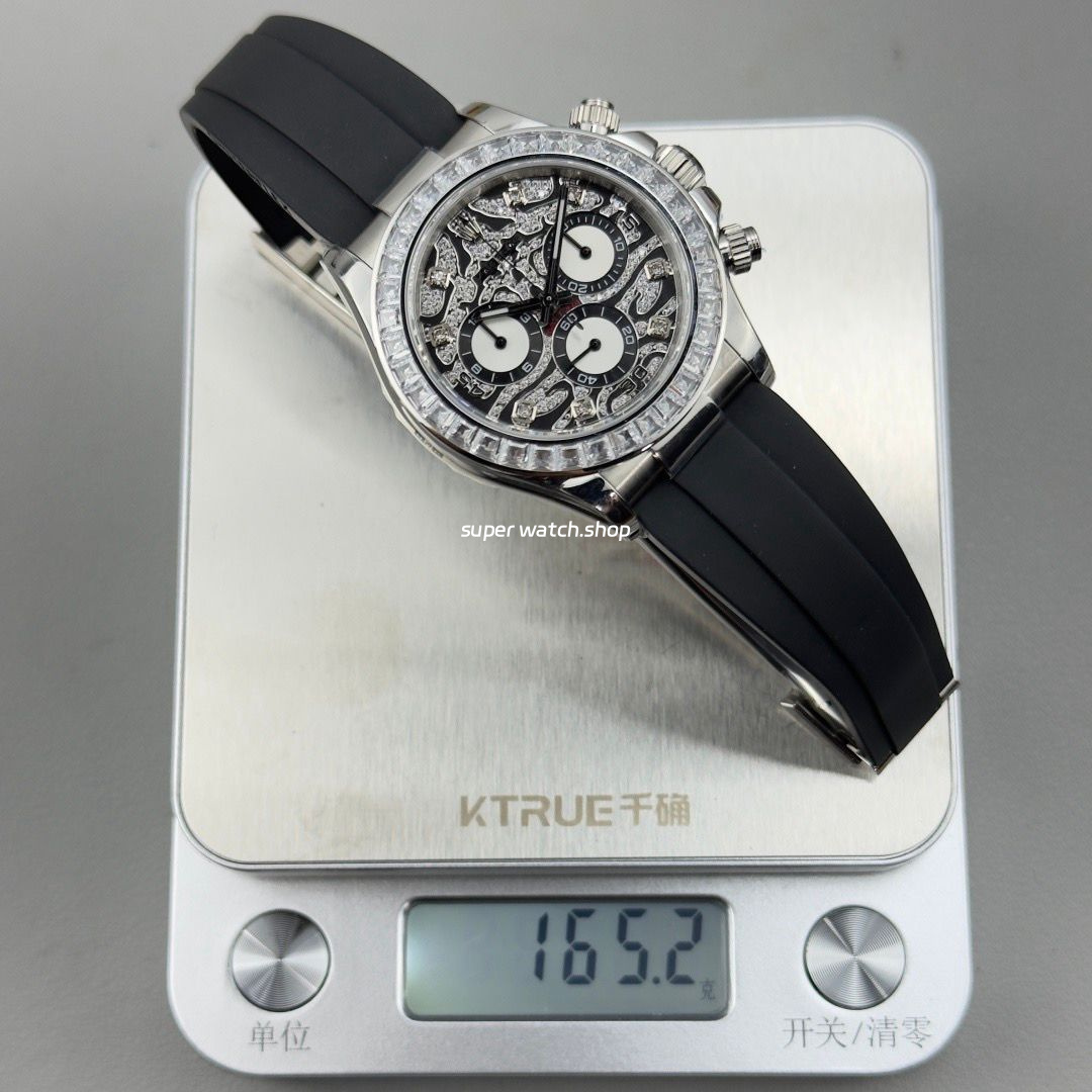 N+ Factory Counterweight Rolex Daytona Eye of the Tiger 116589TBR 40mm White Gold Oysterflex Diamond Bezel Diamond Grey Dial