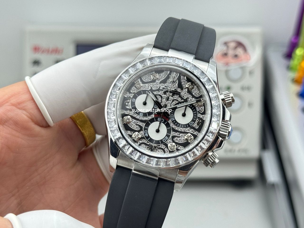 N+ Factory Counterweight Rolex Daytona Eye of the Tiger 116589TBR 40mm White Gold Oysterflex Diamond Bezel Diamond Grey Dial - Image 3