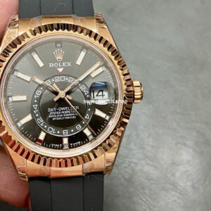 Noob Factory Rolex Sky-Dweller 336235-0004 42mm Rose Gold Rubber Strap Grey Dial