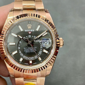 Noob Factory Rolex Sky-Dweller 336235 42mm Full Rose Gold Grey Dial