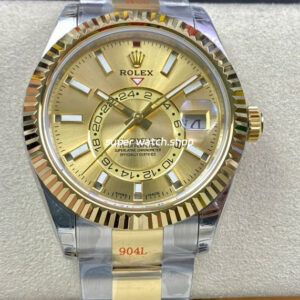 Noob Factory Rolex Sky-Dweller 336933-0001 42mm Half Yellow Gold Champagne Dial