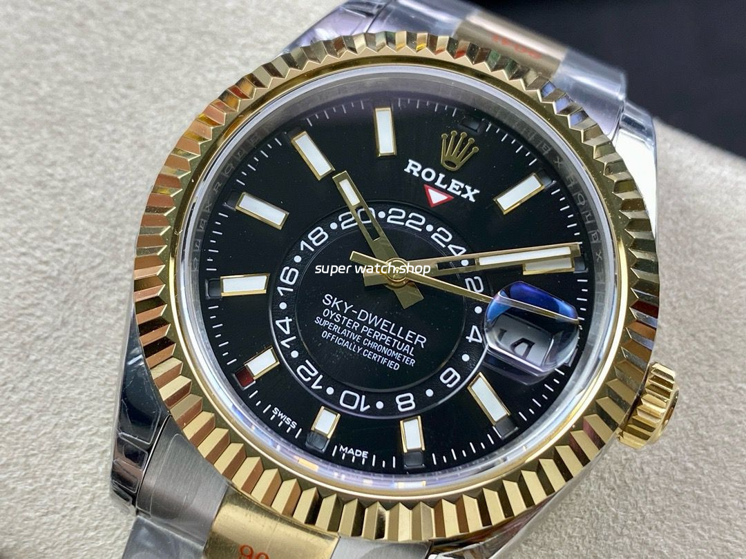 Noob Factory Rolex Sky-Dweller 336933-0003 42mm Half Yellow Gold Black Dial - Image 3