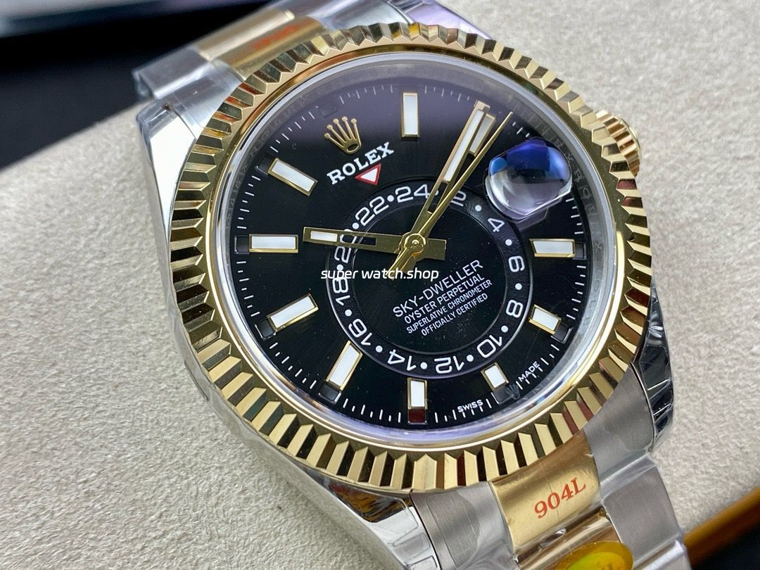 Noob Factory Rolex Sky-Dweller 336933-0003 42mm Half Yellow Gold Black Dial - Image 2