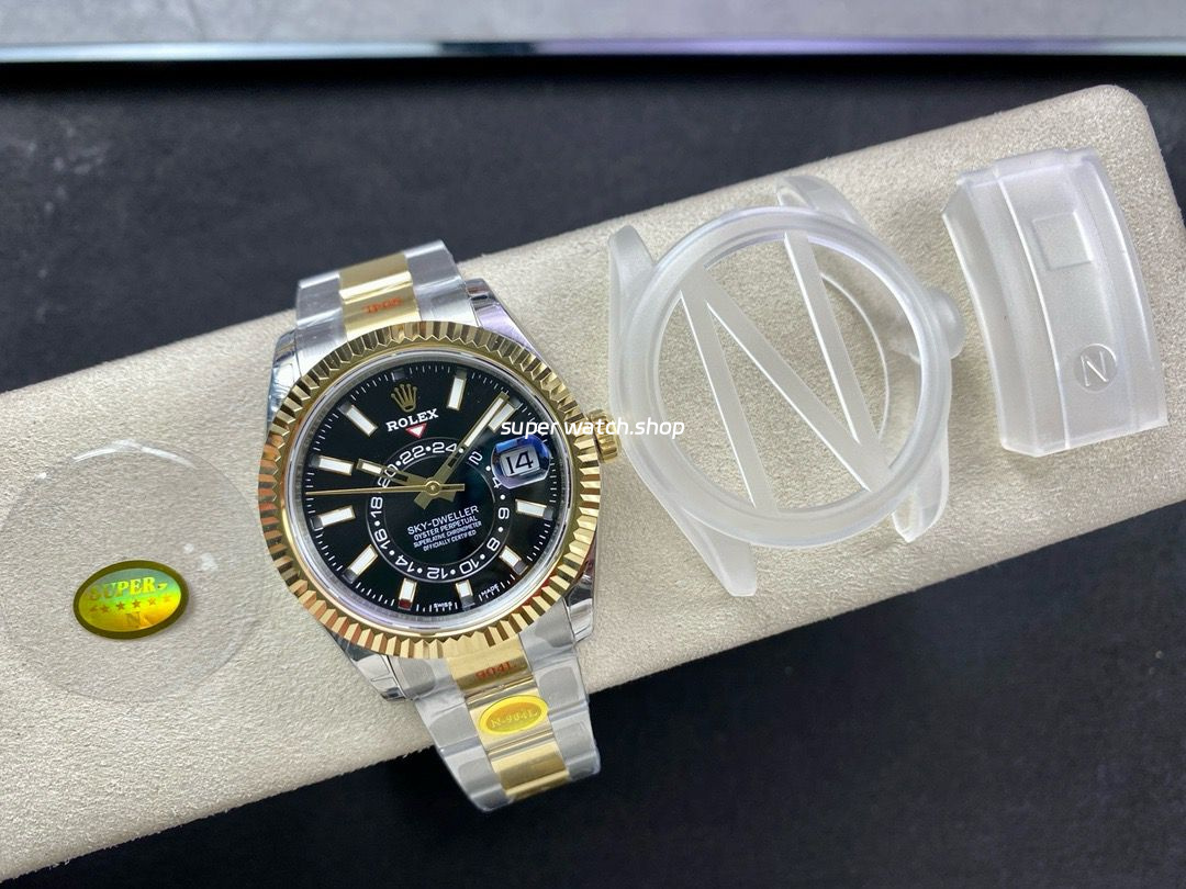 Noob Factory Rolex Sky-Dweller 336933-0003 42mm Half Yellow Gold Black Dial - Image 4
