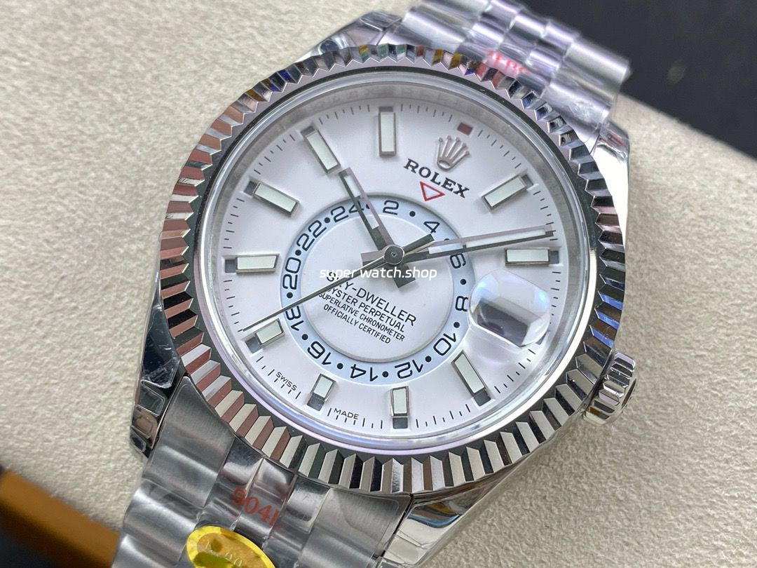 Noob Factory Rolex Sky-Dweller 336934-0004 42mm Full 904L White Dial Jubilee - Image 3